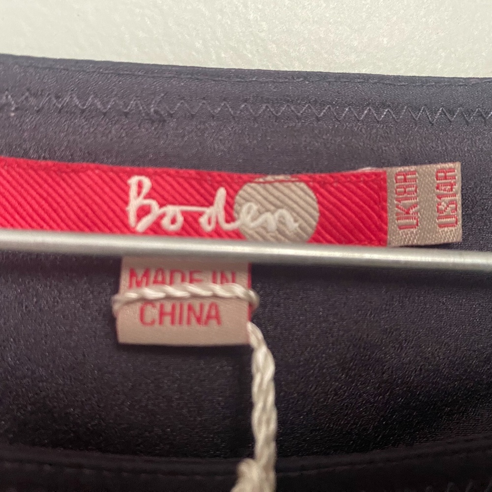 Boden 14R Navy Print Silk Dress